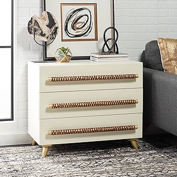 Drawer - シーニュ　ビスチェ Amazon.com - Safavieh Home Collection Raquel White 3-Drawer